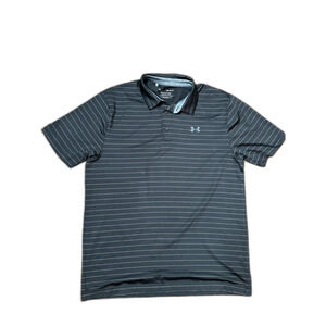 Under Armour GOLF Mens Black Stripe Playoff Short Sleeve Polo